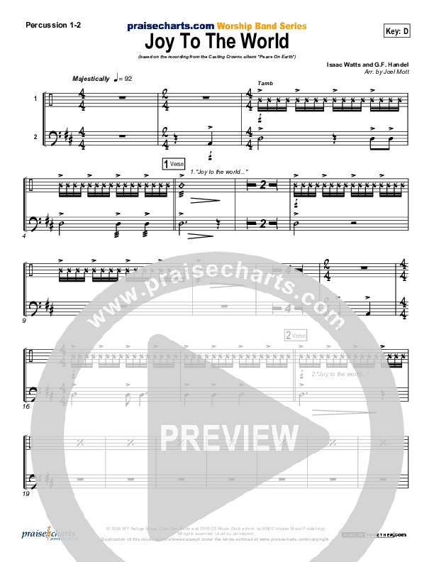 Joy To The World Percussion 1/2 (Casting Crowns)