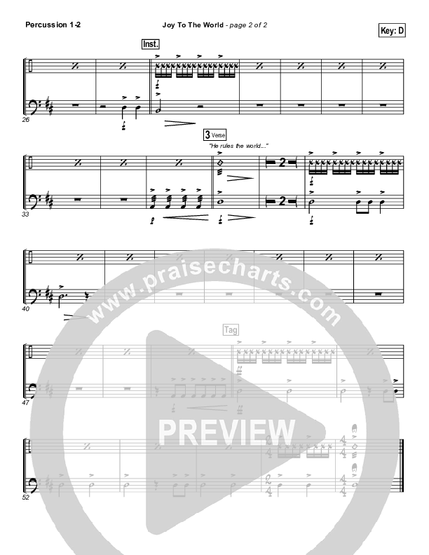 Joy To The World Percussion 1/2 (Casting Crowns)