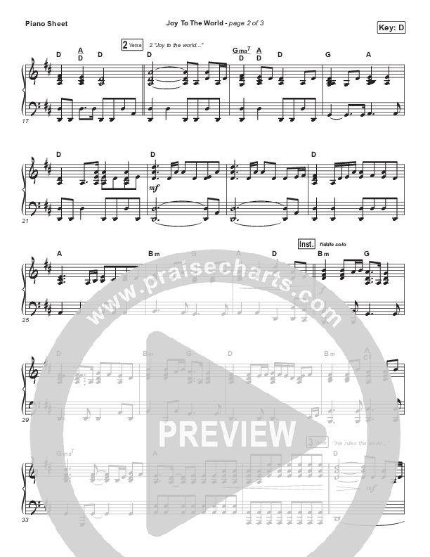 Joy To The World Piano Sheet (Casting Crowns)