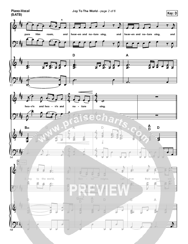 Joy To The World Piano/Vocal (Casting Crowns)