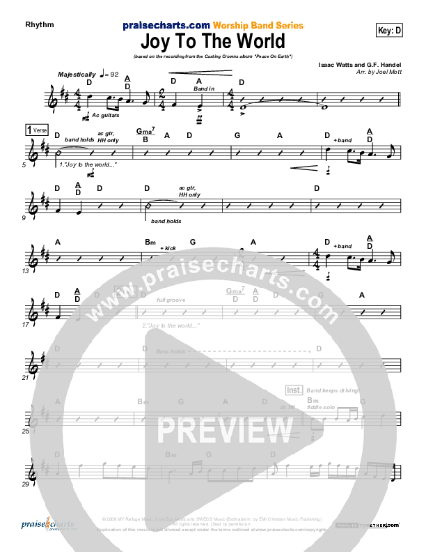 Joy To The World Rhythm Chart (Casting Crowns)