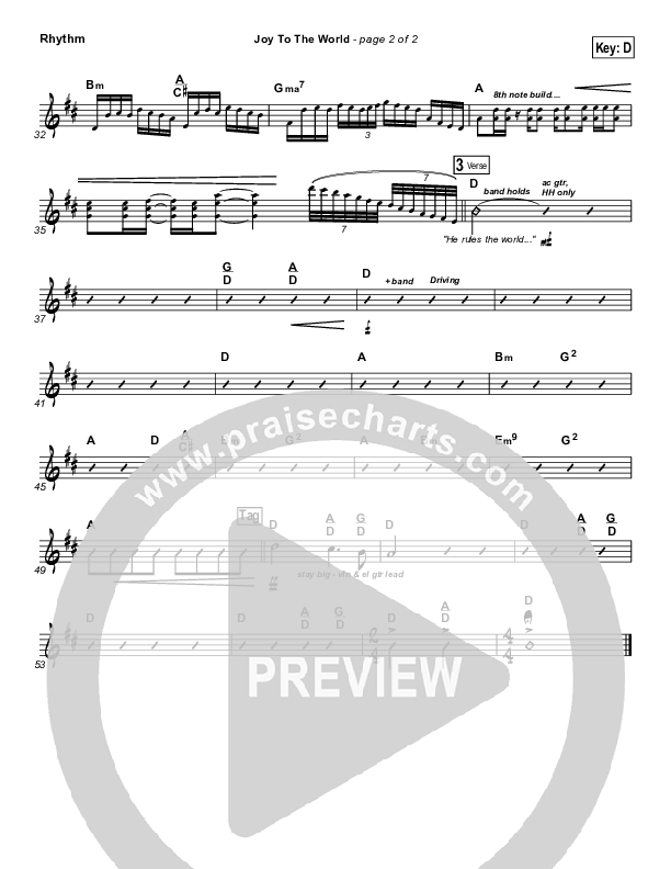 Joy To The World Rhythm Chart (Casting Crowns)