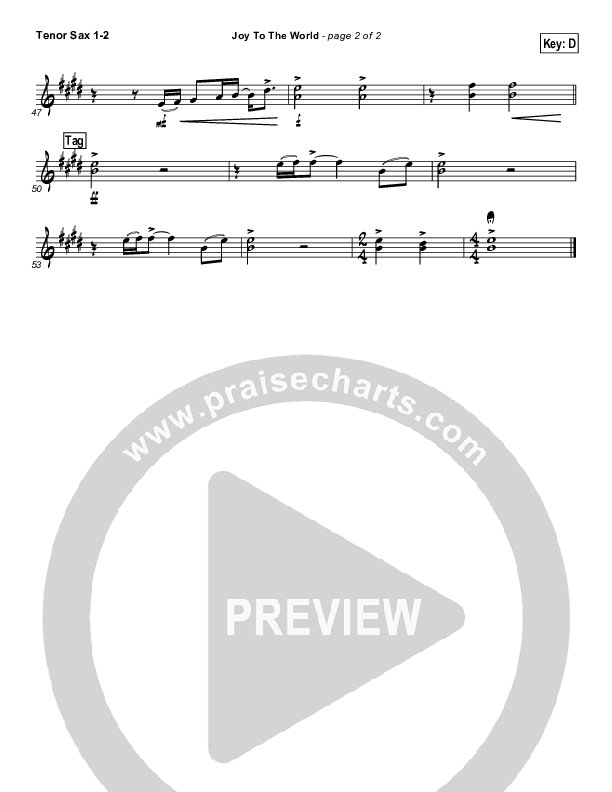 Joy To The World Tenor Sax 1/2 (Casting Crowns)