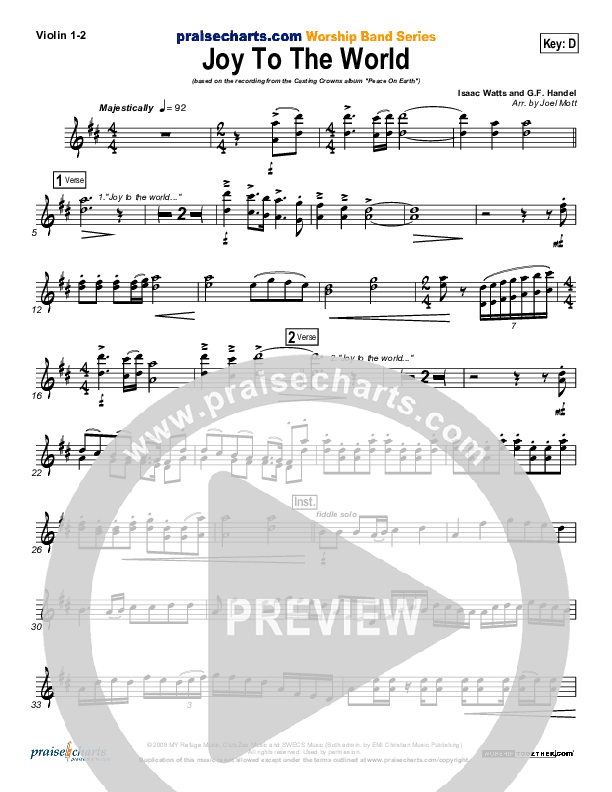 Joy To The World Violin 1/2 (Casting Crowns)