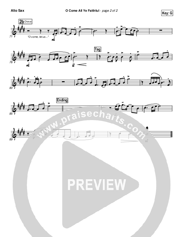 O Come All Ye Faithful Alto Sax (Casting Crowns)