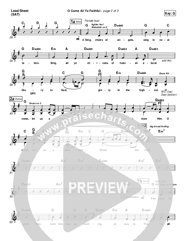 O Come All Ye Faithful Lead Sheet (SAT) (Casting Crowns)