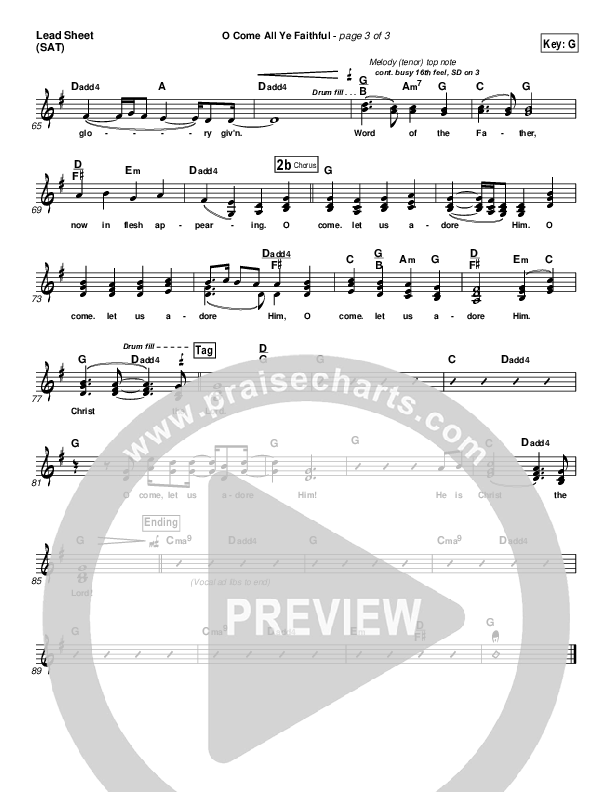 O Come All Ye Faithful Lead Sheet (SAT) (Casting Crowns)