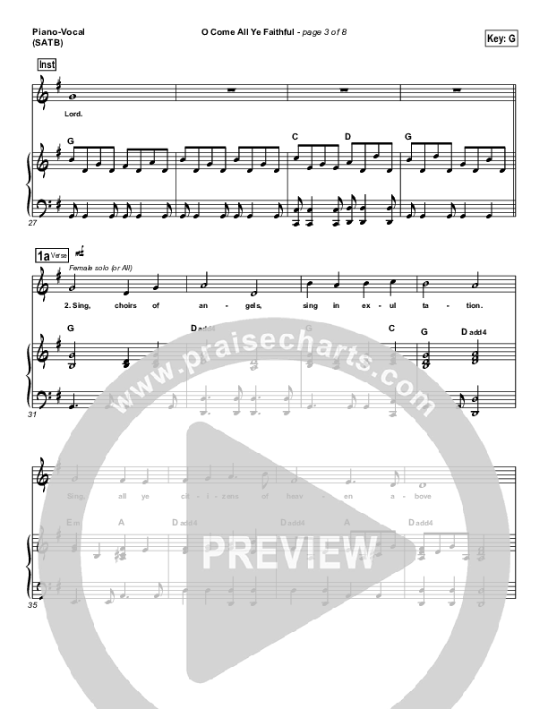 O Come All Ye Faithful Piano/Vocal (SATB) (Casting Crowns)