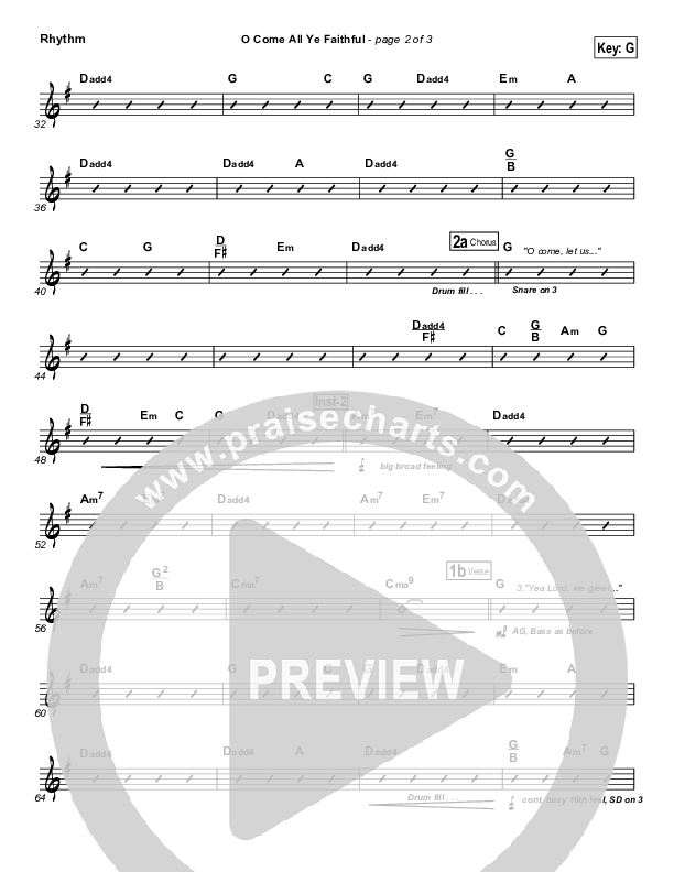 O Come All Ye Faithful Rhythm Chart (Casting Crowns)