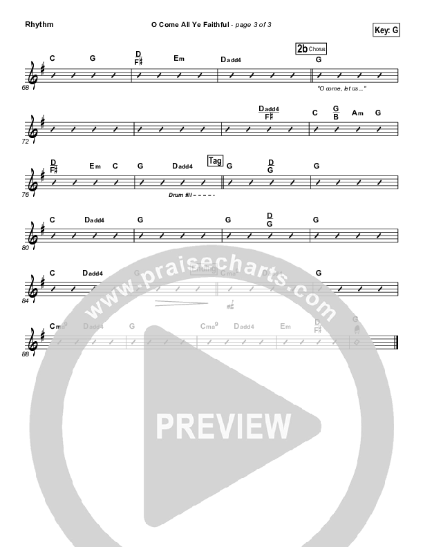 O Come All Ye Faithful Rhythm Chart (Casting Crowns)