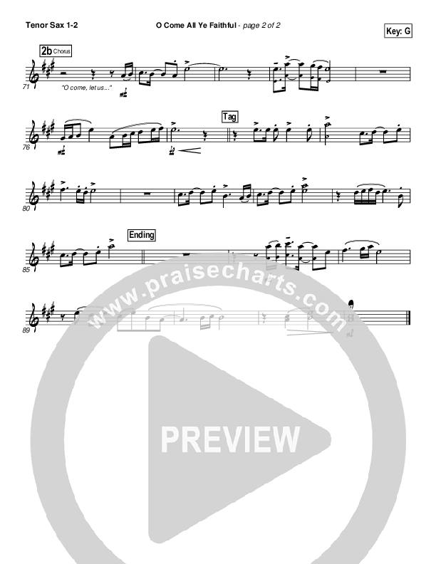 O Come All Ye Faithful Tenor Sax 1/2 (Casting Crowns)