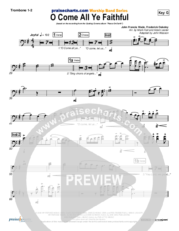O Come All Ye Faithful Trombone 1/2 (Casting Crowns)