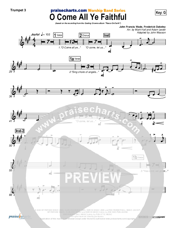 O Come All Ye Faithful Trumpet 3 (Casting Crowns)