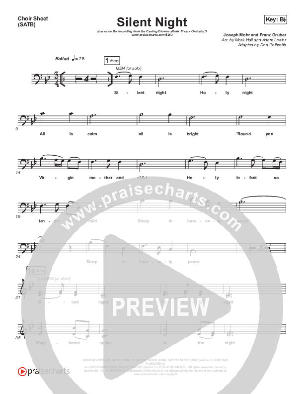 Silent Night Choir Vocals (SATB) (Casting Crowns)