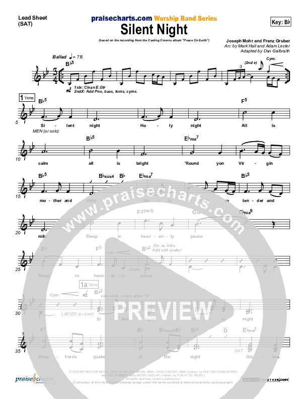 Silent Night Lead Sheet (SAT) (Casting Crowns)