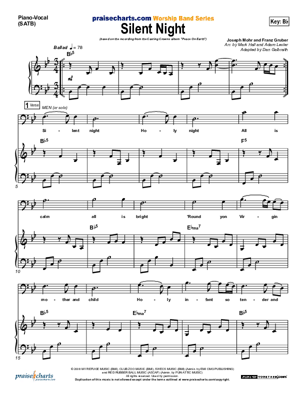 Silent Night Piano/Vocal (Casting Crowns)