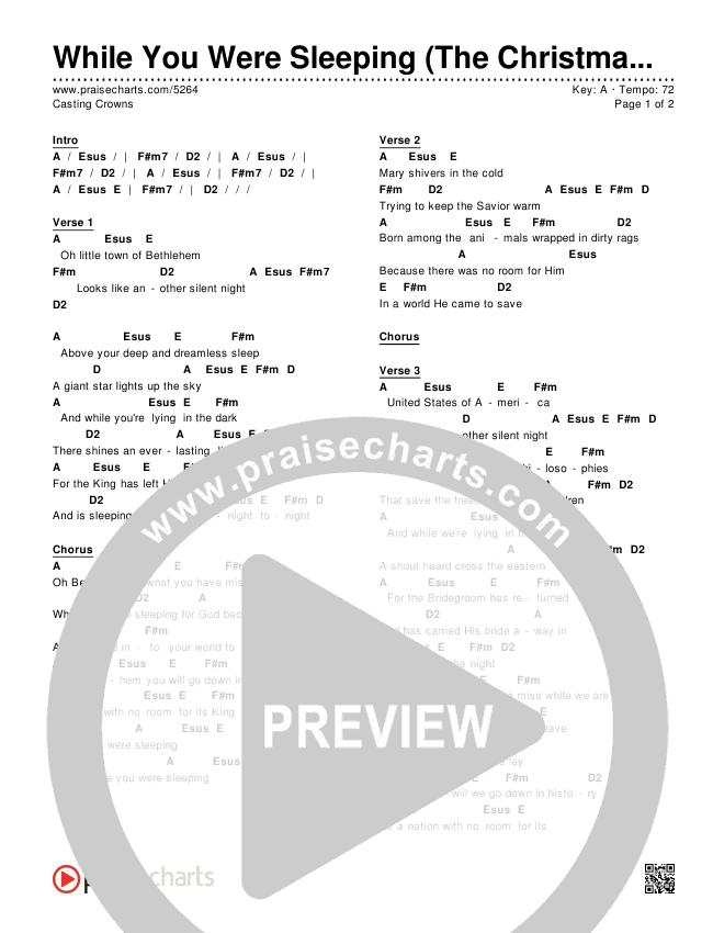 While You Were Sleeping (Christmas) Chords & Lyrics (Casting Crowns)
