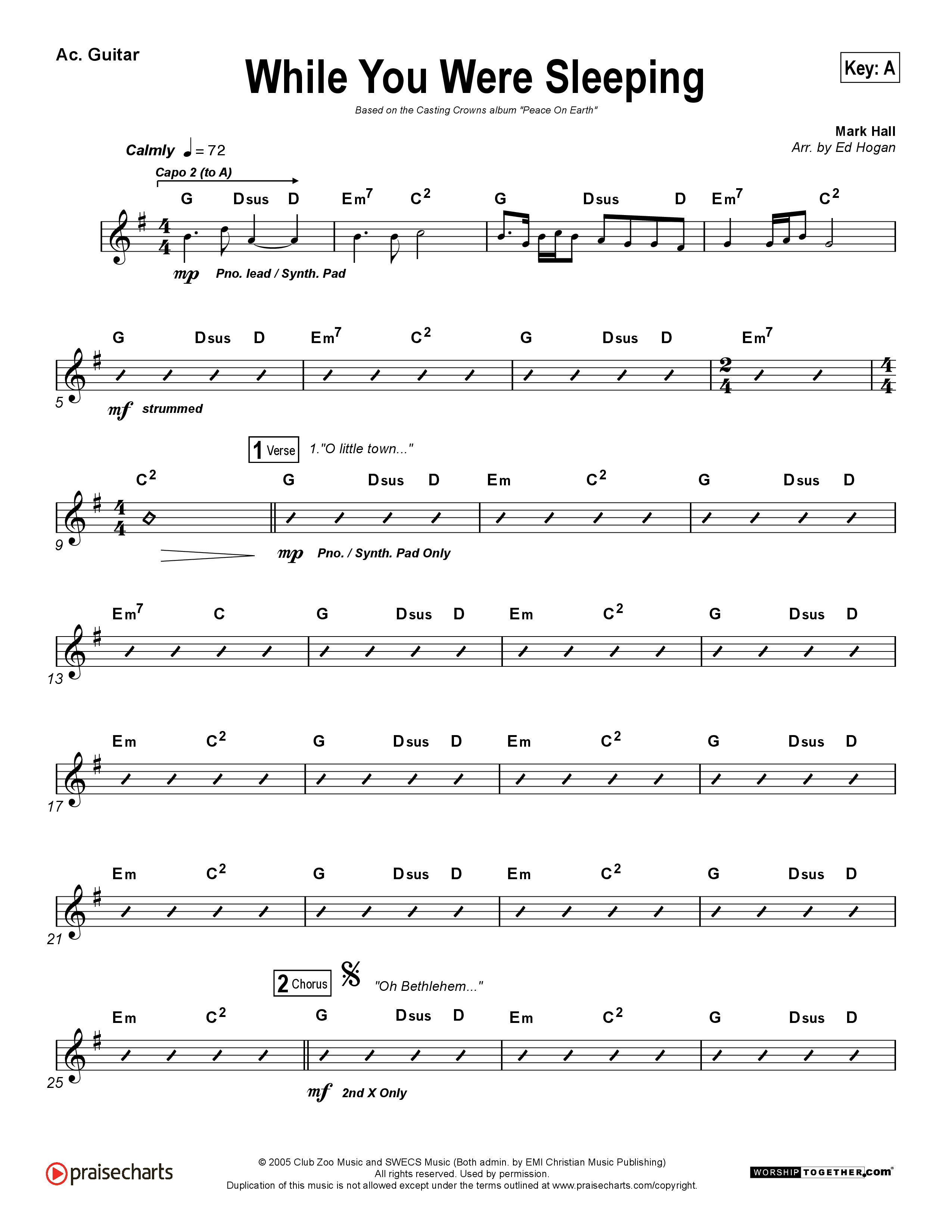 While You Were Sleeping (Christmas) Acoustic Guitar (Casting Crowns)