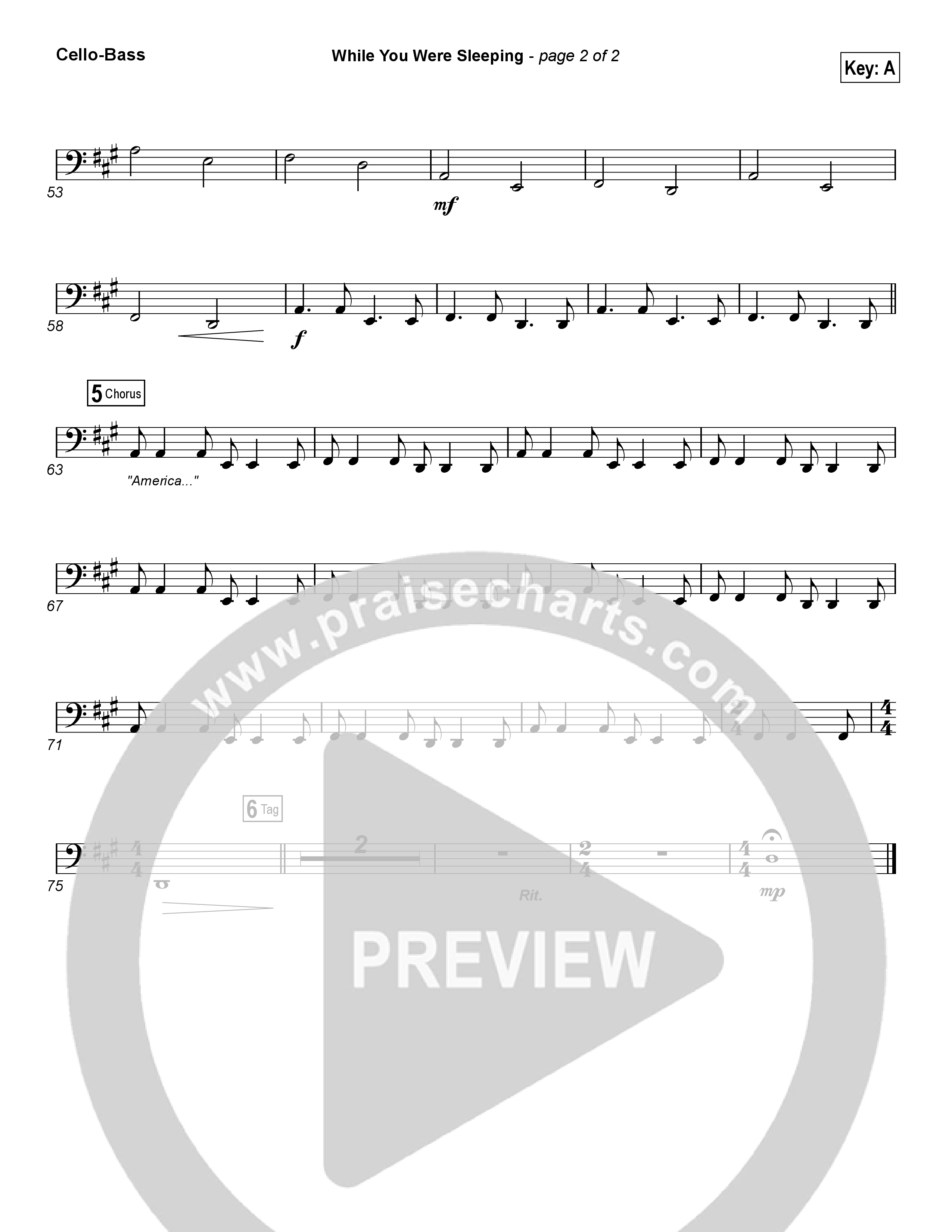 While You Were Sleeping (Christmas) Cello/Bass (Casting Crowns)