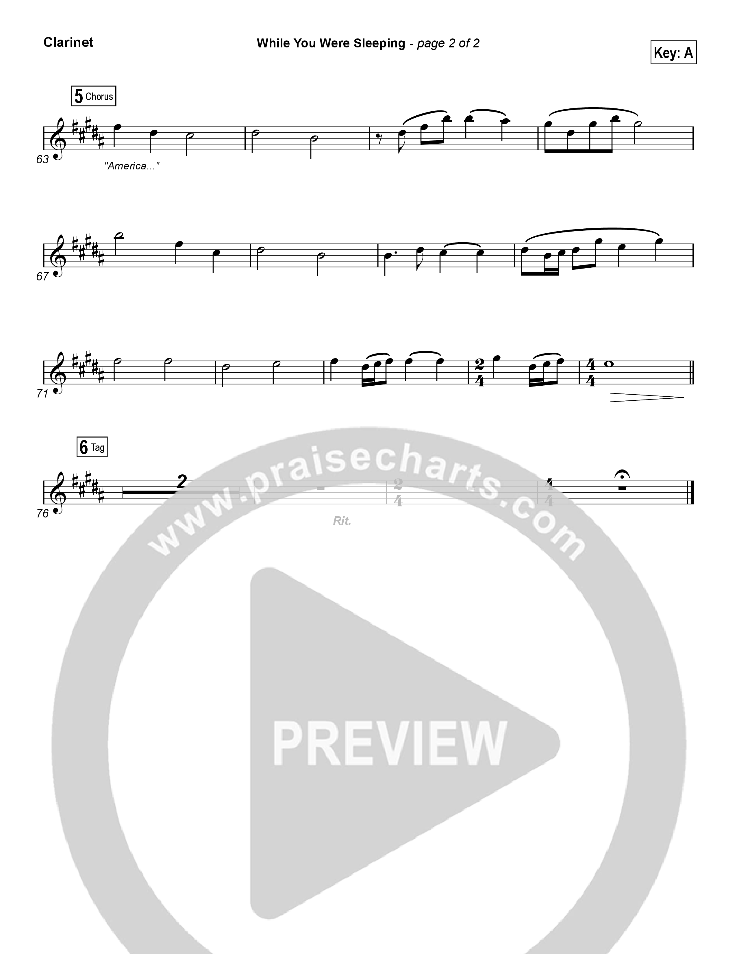 While You Were Sleeping (Christmas) Clarinet (Casting Crowns)