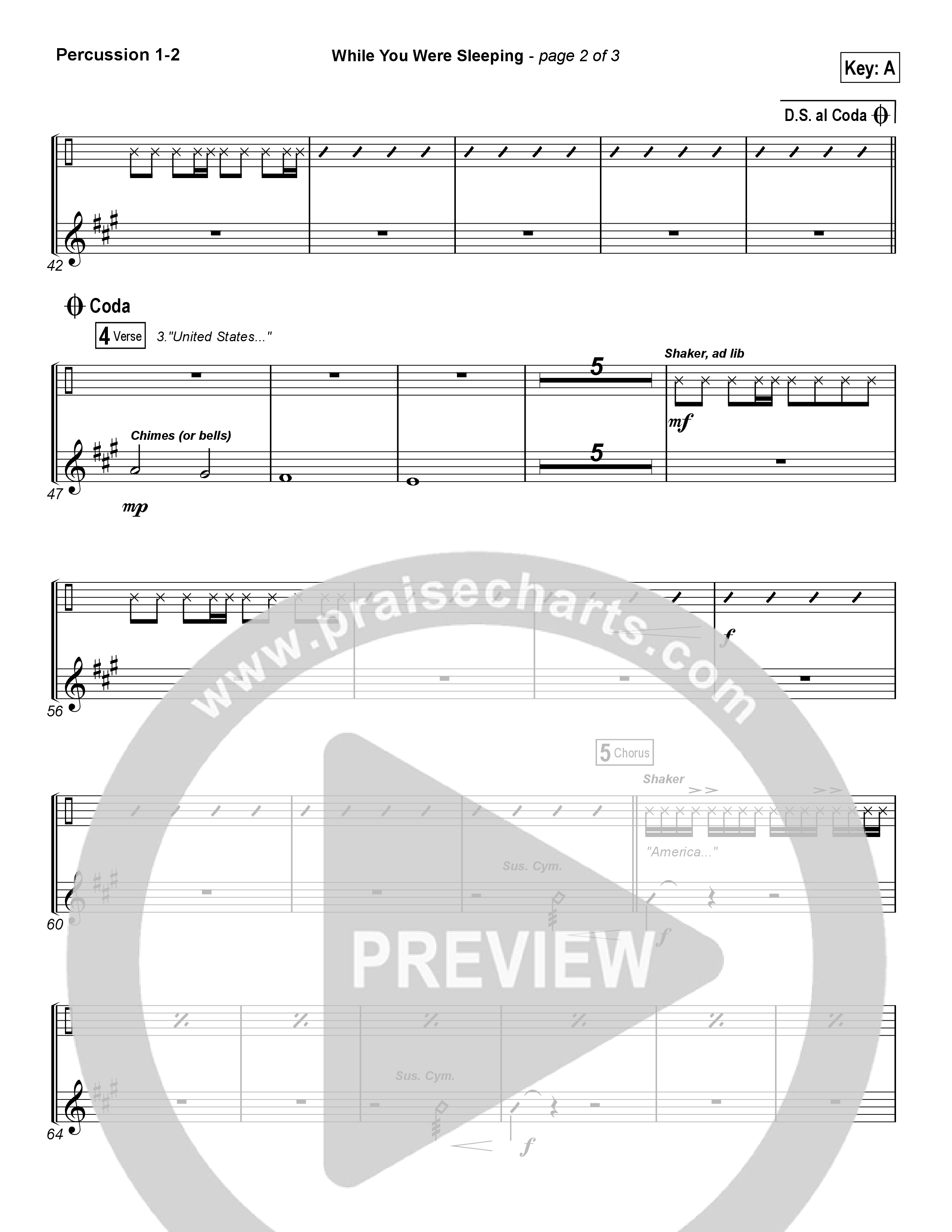 While You Were Sleeping (Christmas) Percussion 1/2 (Casting Crowns)