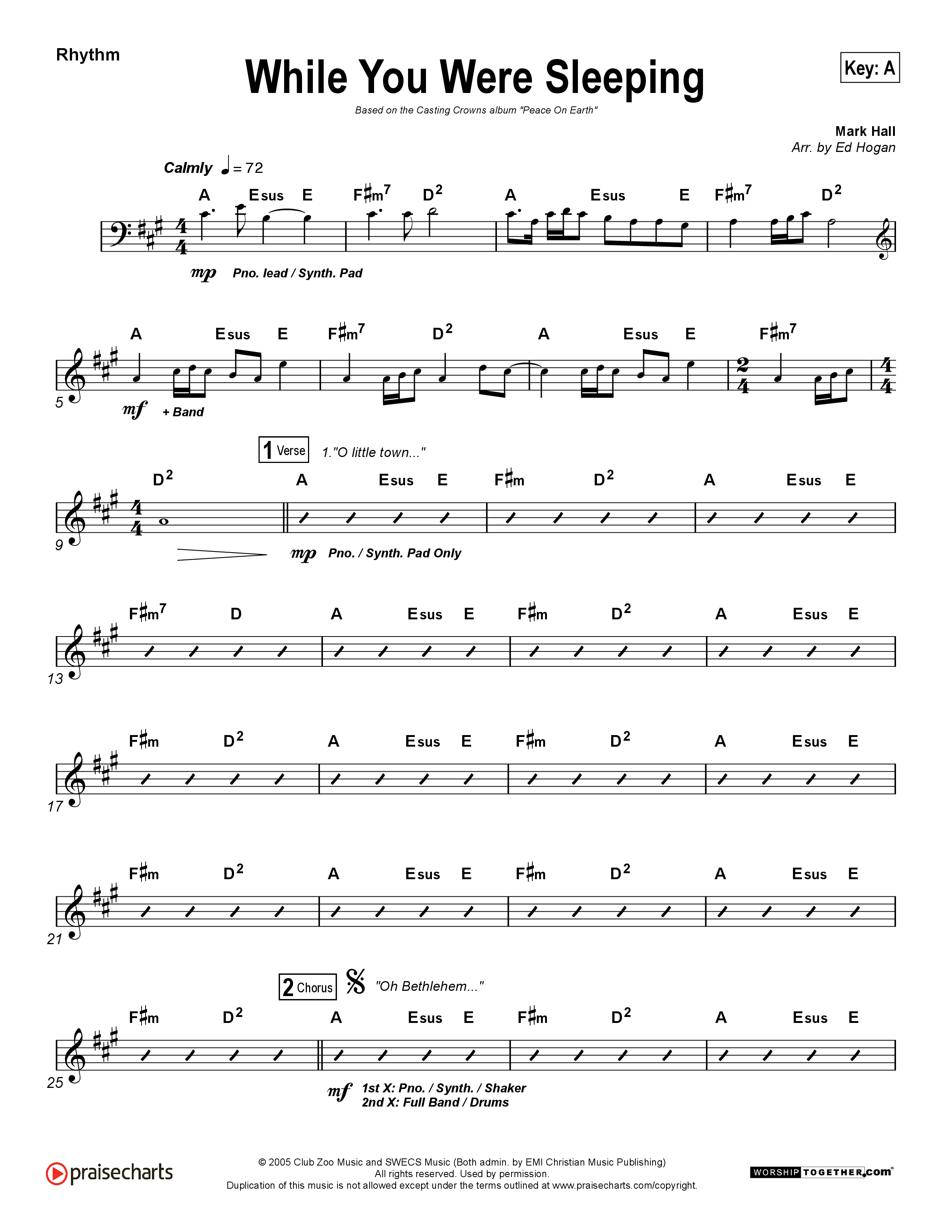 While You Were Sleeping (Christmas) Rhythm Chart (Casting Crowns)