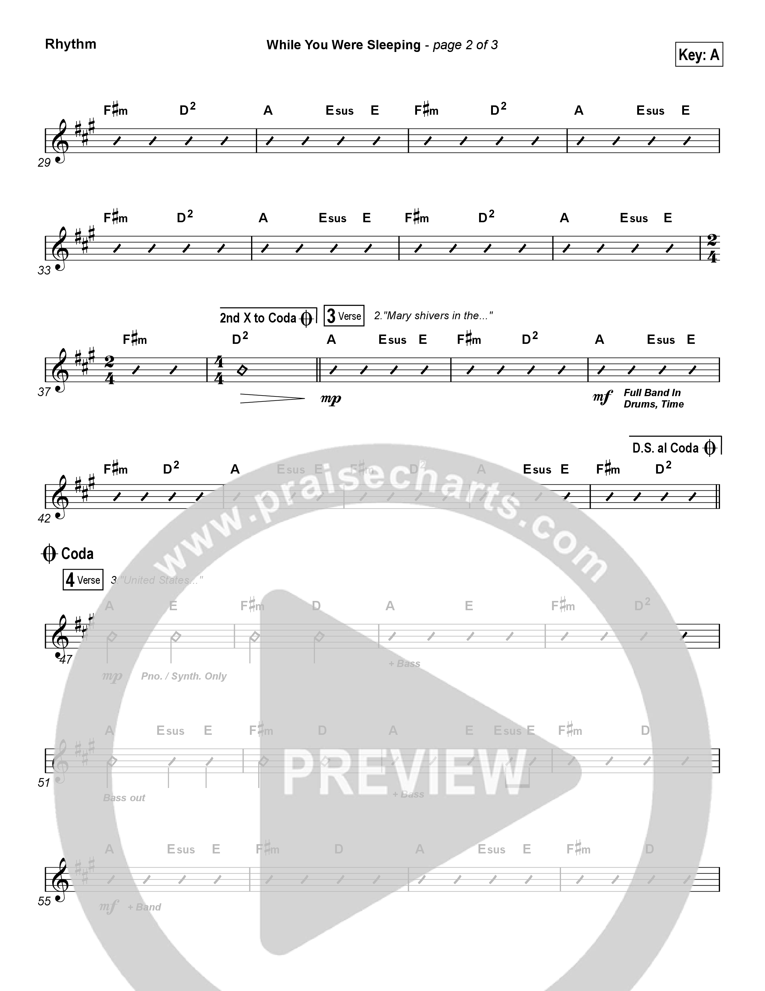 While You Were Sleeping (Christmas) Rhythm Chart (Casting Crowns)