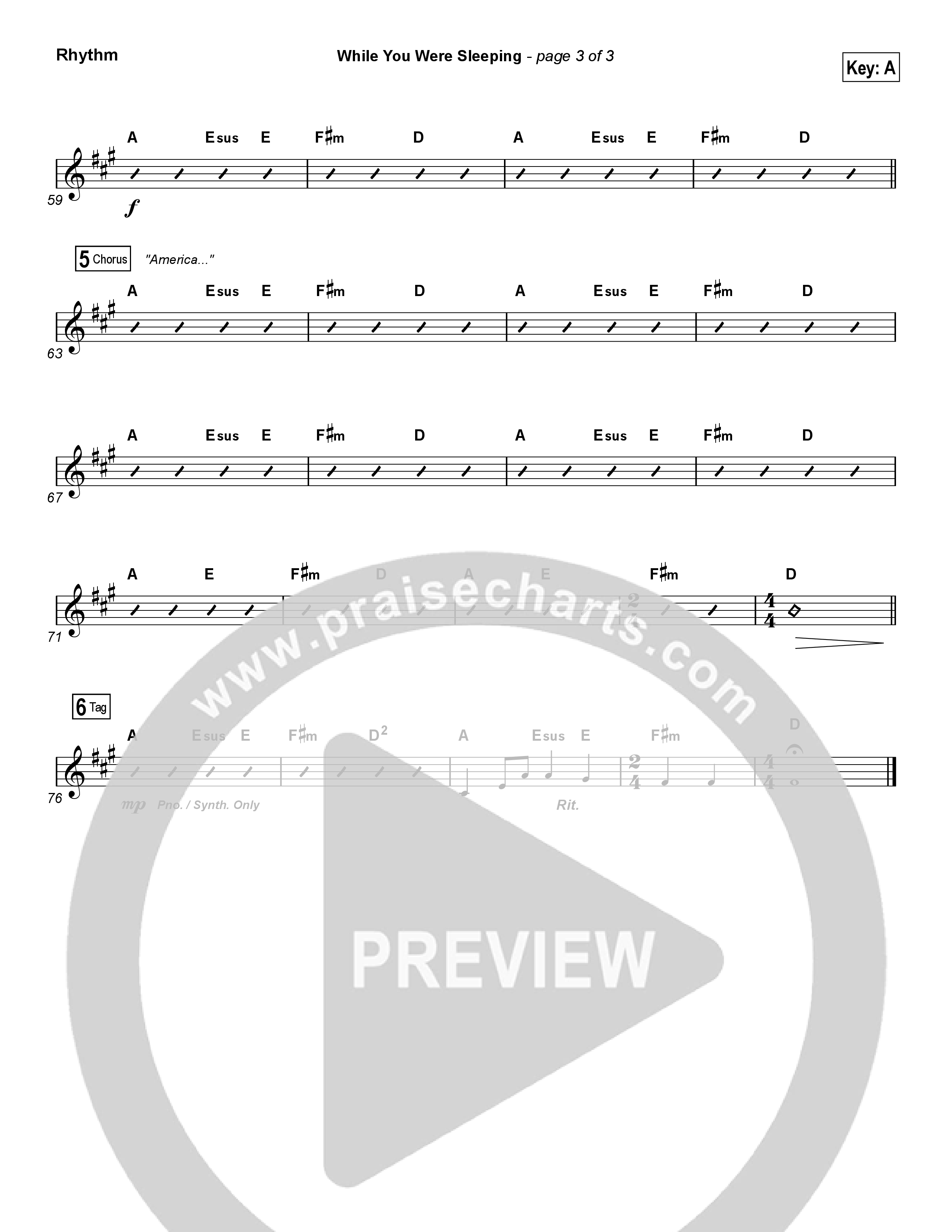 While You Were Sleeping (Christmas) Rhythm Chart (Casting Crowns)