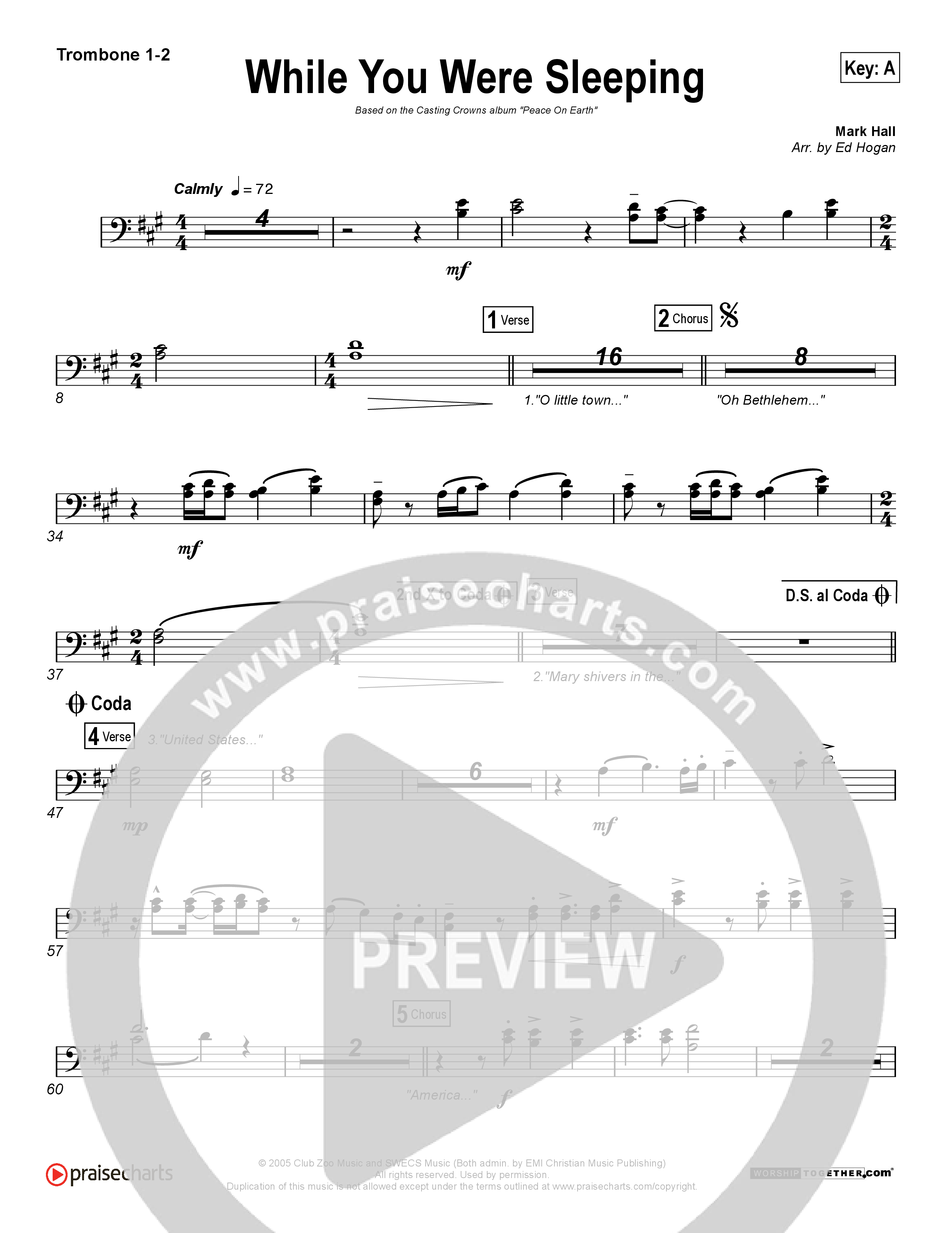 While You Were Sleeping (Christmas) Trombone 1/2 (Casting Crowns)