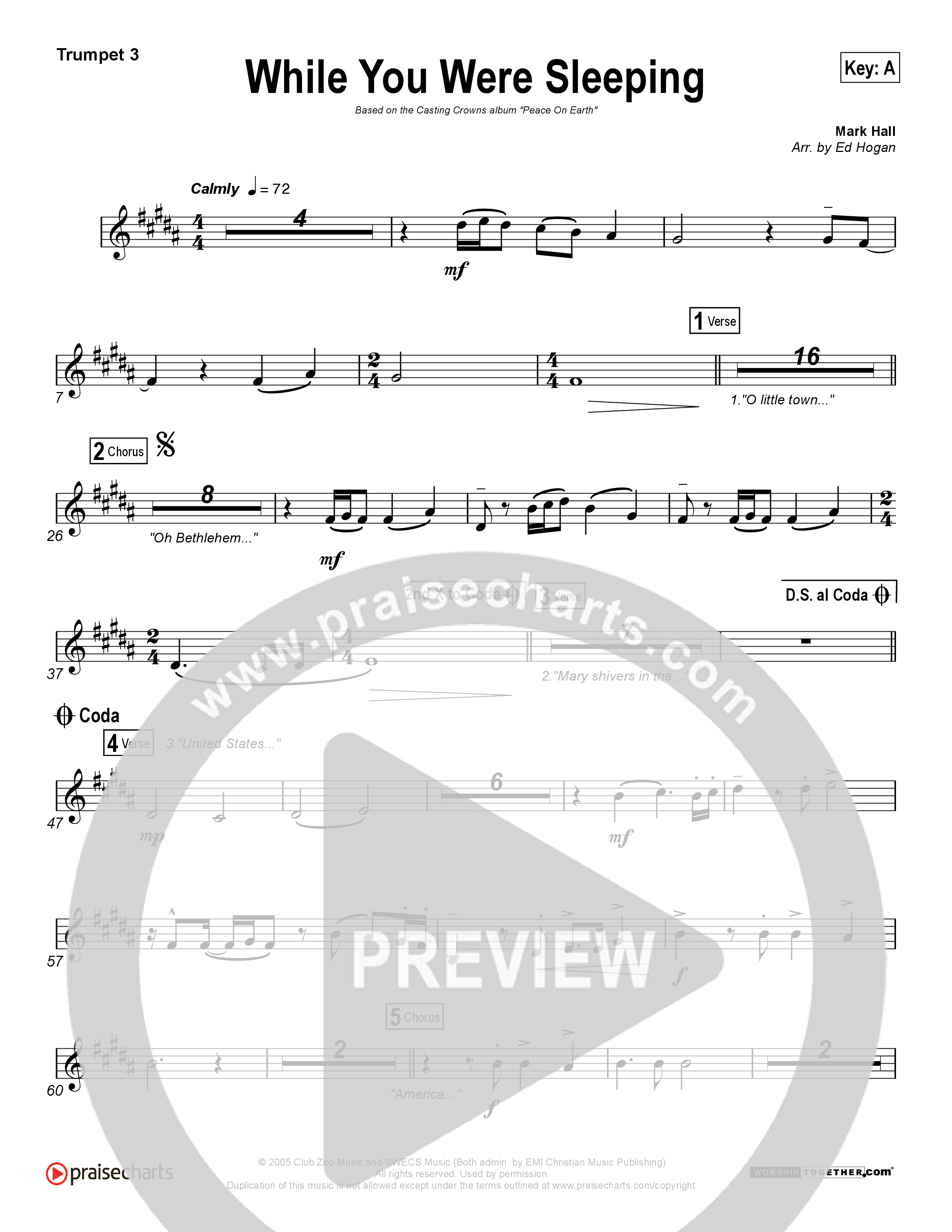 While You Were Sleeping (Christmas) Trumpet 3 (Casting Crowns)