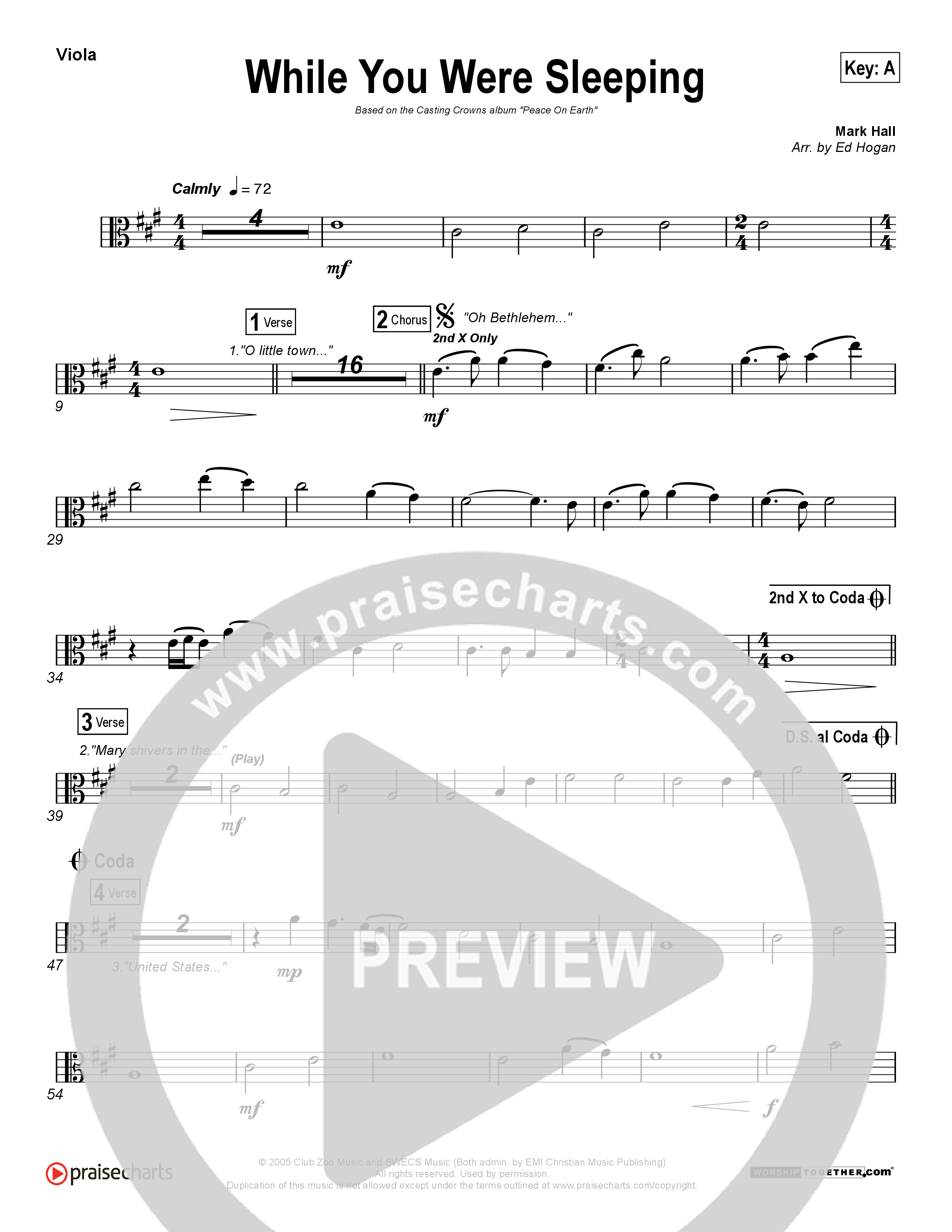 While You Were Sleeping (Christmas) Viola (Casting Crowns)