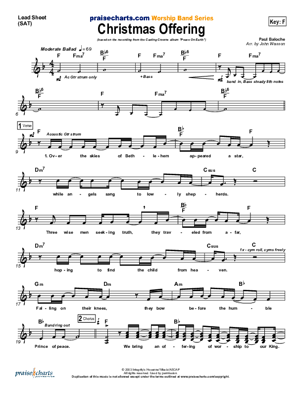 Christmas Offering Lead Sheet (Casting Crowns)