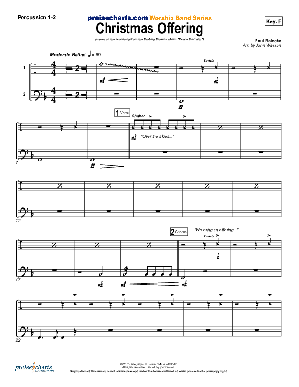 Christmas Offering Percussion 1/2 (Casting Crowns)