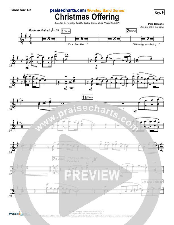 Christmas Offering Tenor Sax 1/2 (Casting Crowns)