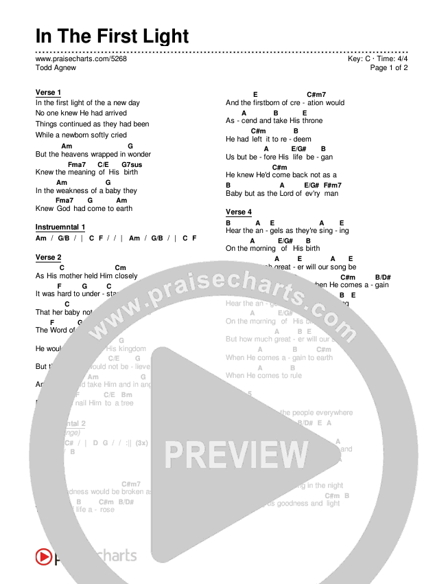 In The First Light Chords & Lyrics (Todd Agnew)