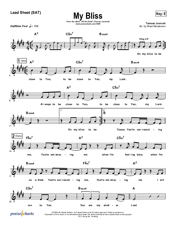 My Bliss Lead Sheet (Tomasz Jasinski)