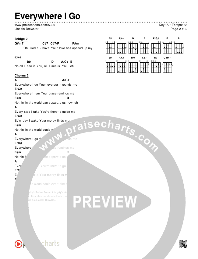 Everywhere I Go Chords PDF (Lincoln Brewster) - PraiseCharts