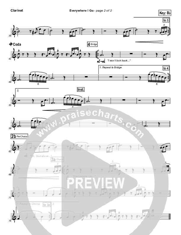 Everywhere I Go Clarinet (Lincoln Brewster)