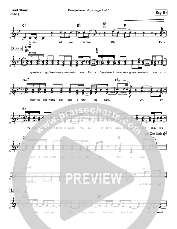 Everywhere I Go Lead Sheet (SAT) (Lincoln Brewster)