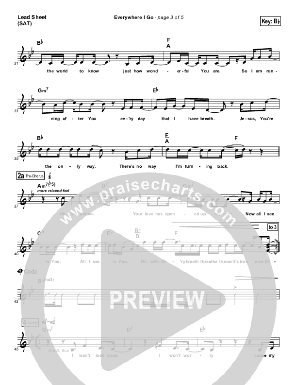 Everywhere I Go Lead Sheet (SAT) (Lincoln Brewster)