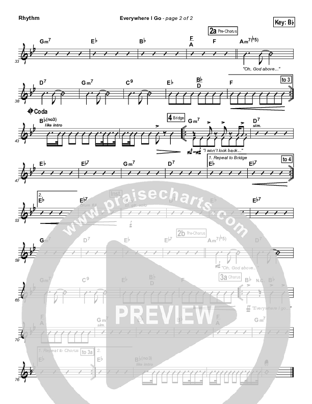 Everywhere I Go Rhythm Chart (Lincoln Brewster)