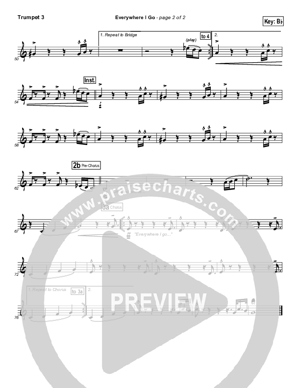 Everywhere I Go Trumpet 3 (Lincoln Brewster)