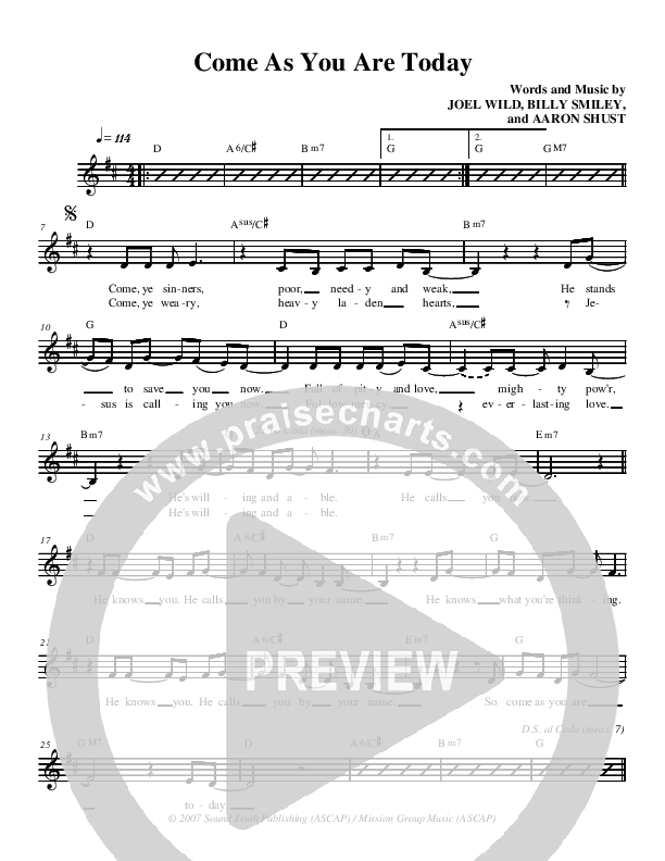 Come As You Are Today Lead Sheet (Before You Breathe)