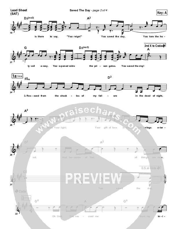 Saved The Day Lead Sheet (SAT) (Phillips Craig & Dean)