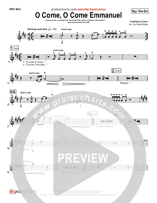 O Come O Come Emmanuel Alto Sax (Frank Ralls)