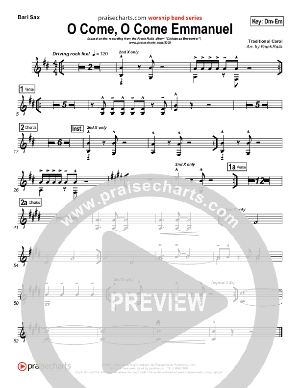 O Come O Come Emmanuel Bari Sax (Frank Ralls)