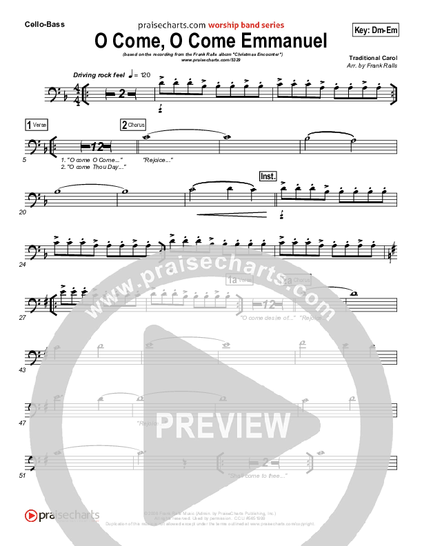 O Come O Come Emmanuel Cello/Bass (Frank Ralls)