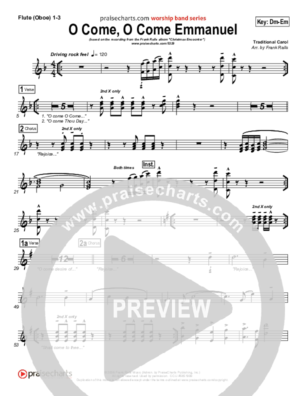 O Come O Come Emmanuel Flute/Oboe 1/2/3 (Frank Ralls)