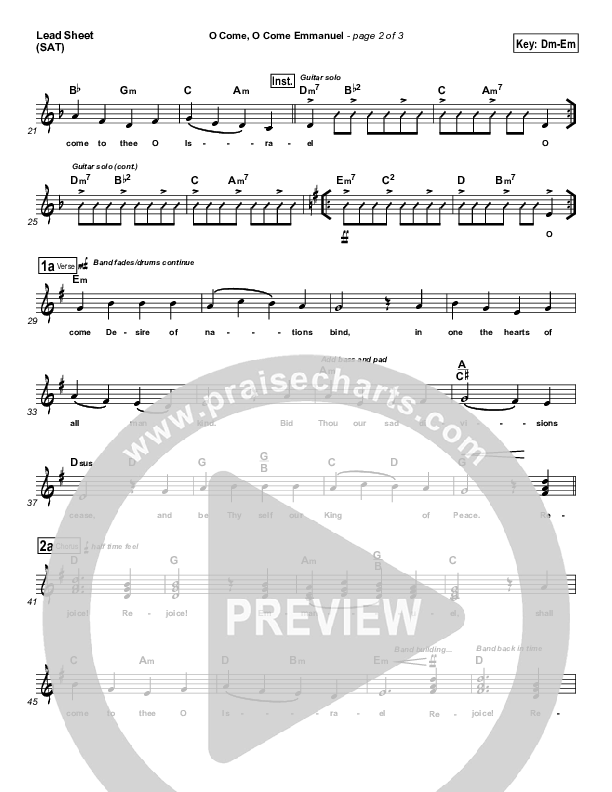 O Come O Come Emmanuel Lead Sheet (SAT) (Frank Ralls)