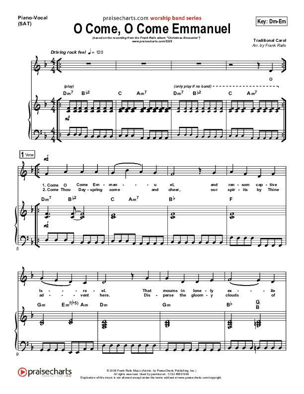 O Come O Come Emmanuel Piano/Vocal (Frank Ralls)